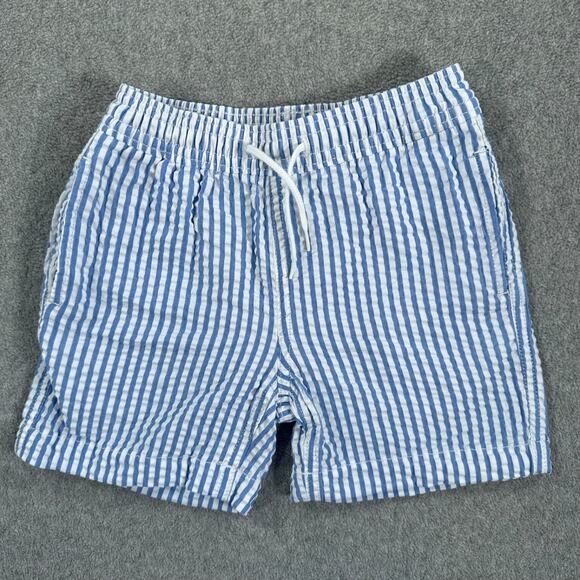 Crewcuts Blue Stripe Seersucker Swim Trunks Shorts Boys 3 Drawstring G1677 - Picture 1 of 5
